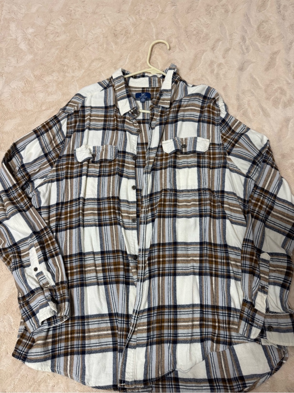 George Brown, Navy & White Plaid Button-Down Shirt